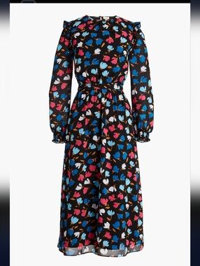 J.Crew Floral Long Sleeve Midi Dress Size 8
